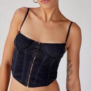 Urban Outfitters Out From Under Ruched Black Corset Bustier Top SMALL Sexy